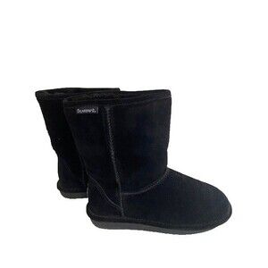BEARPAW Emma Short Women's Classic Winter Slip On Boots Black Suede Size 8